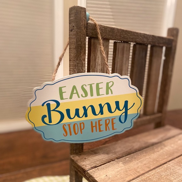 Easter Hanging Wood Wall Decor Signs Set of 2, Bunny Kisses & Easter Wishes Sign - Picture 15 of 16